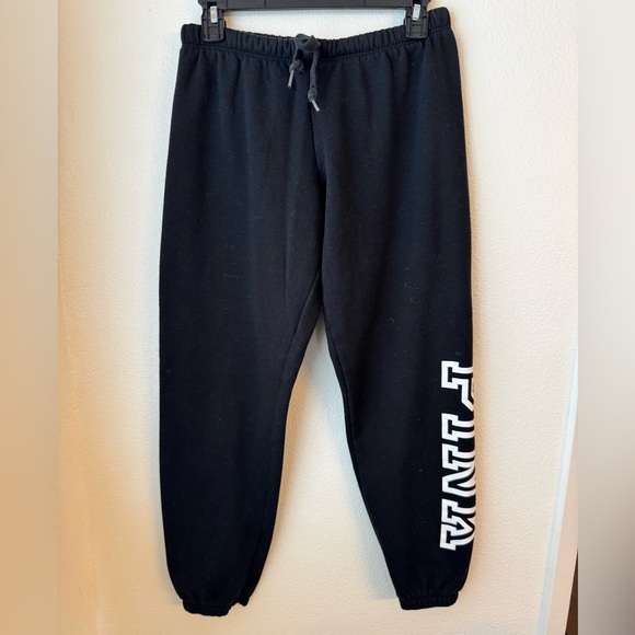 PINK Victoria's Secret Pants - PINK Victoria's Secret Black Jogger Sweatpants with White Logo